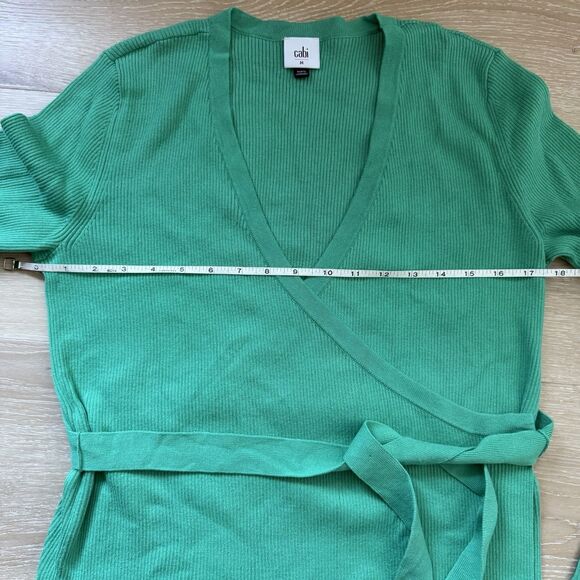 Cabi Wrap Belted Cocktail Cardigan Spearmint Green Sz M Preppy Ballerina Cottage - Picture 9 of 14